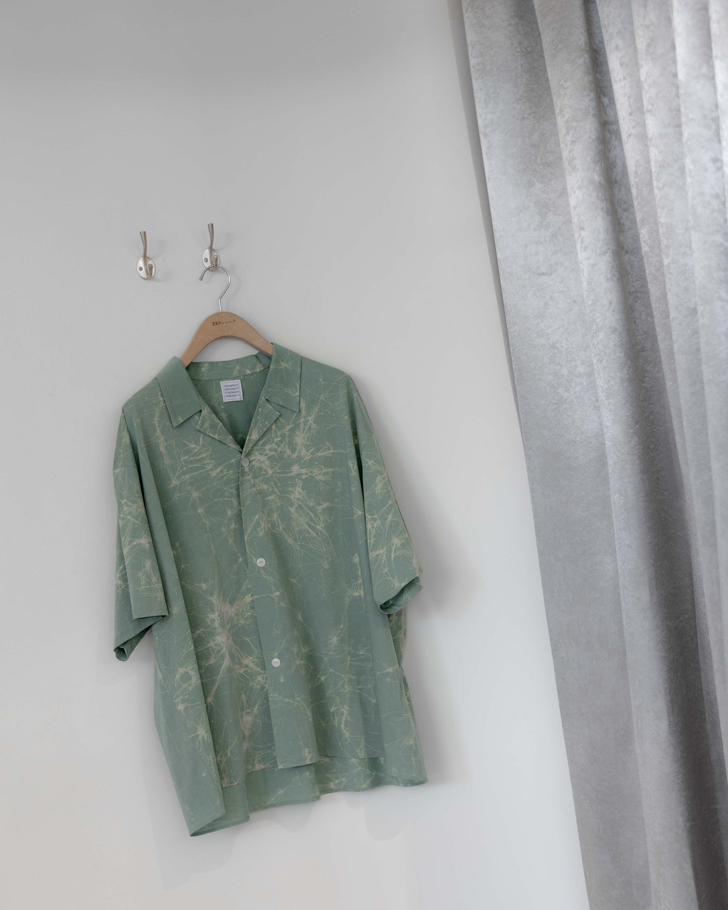 wax resist dye open collar half sleeve shirt