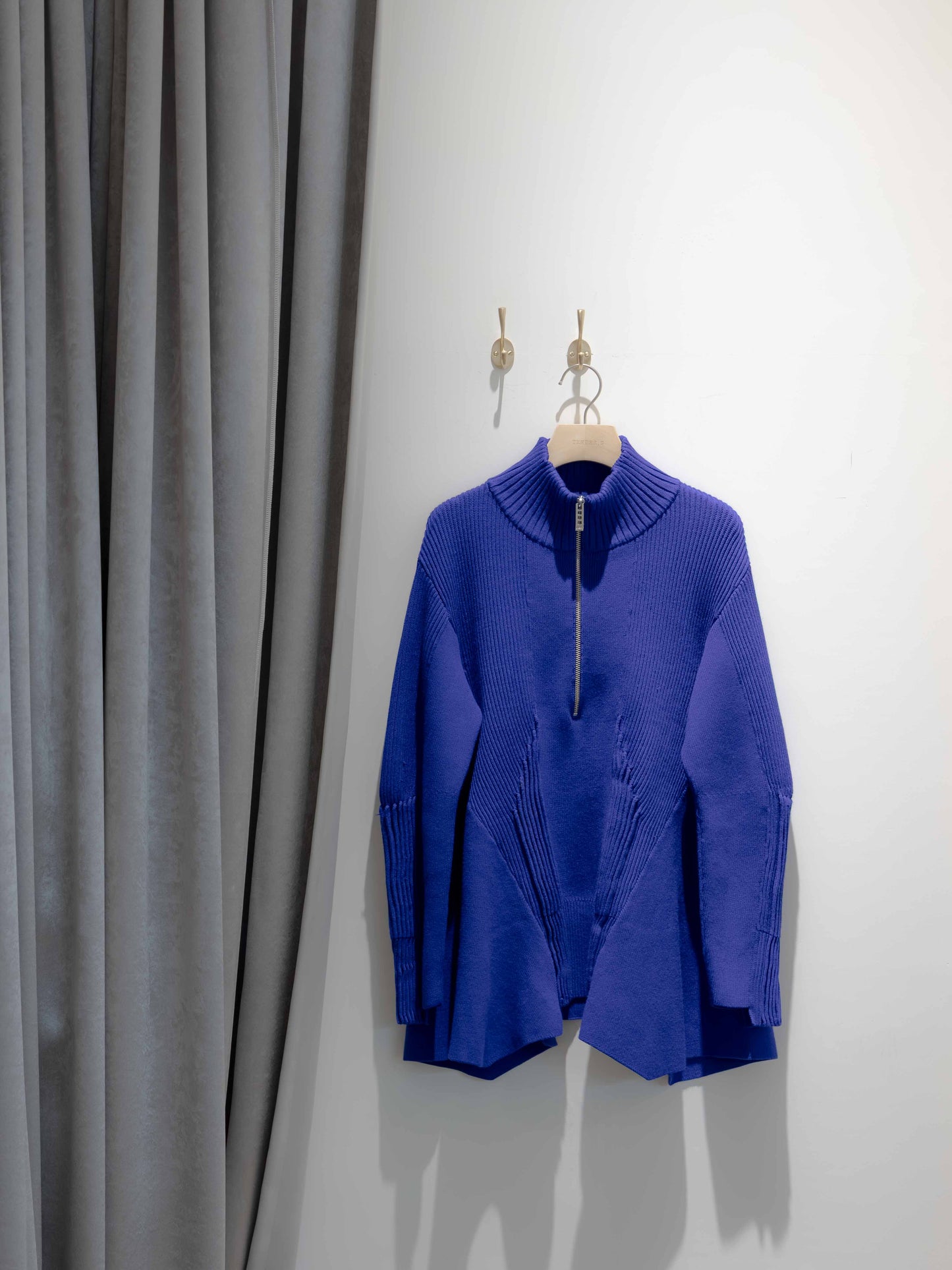 pin tuck half zip top