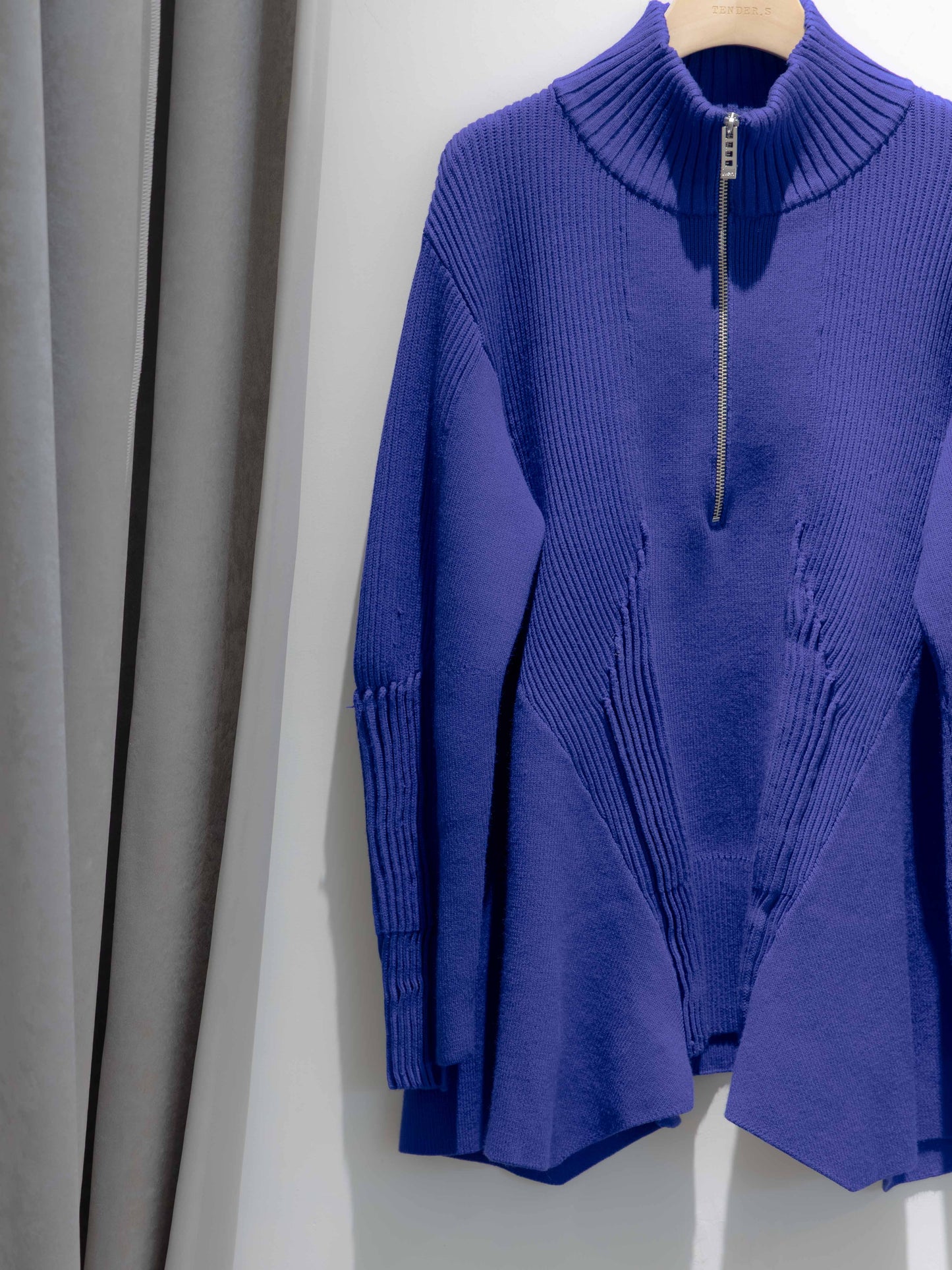 pin tuck half zip top