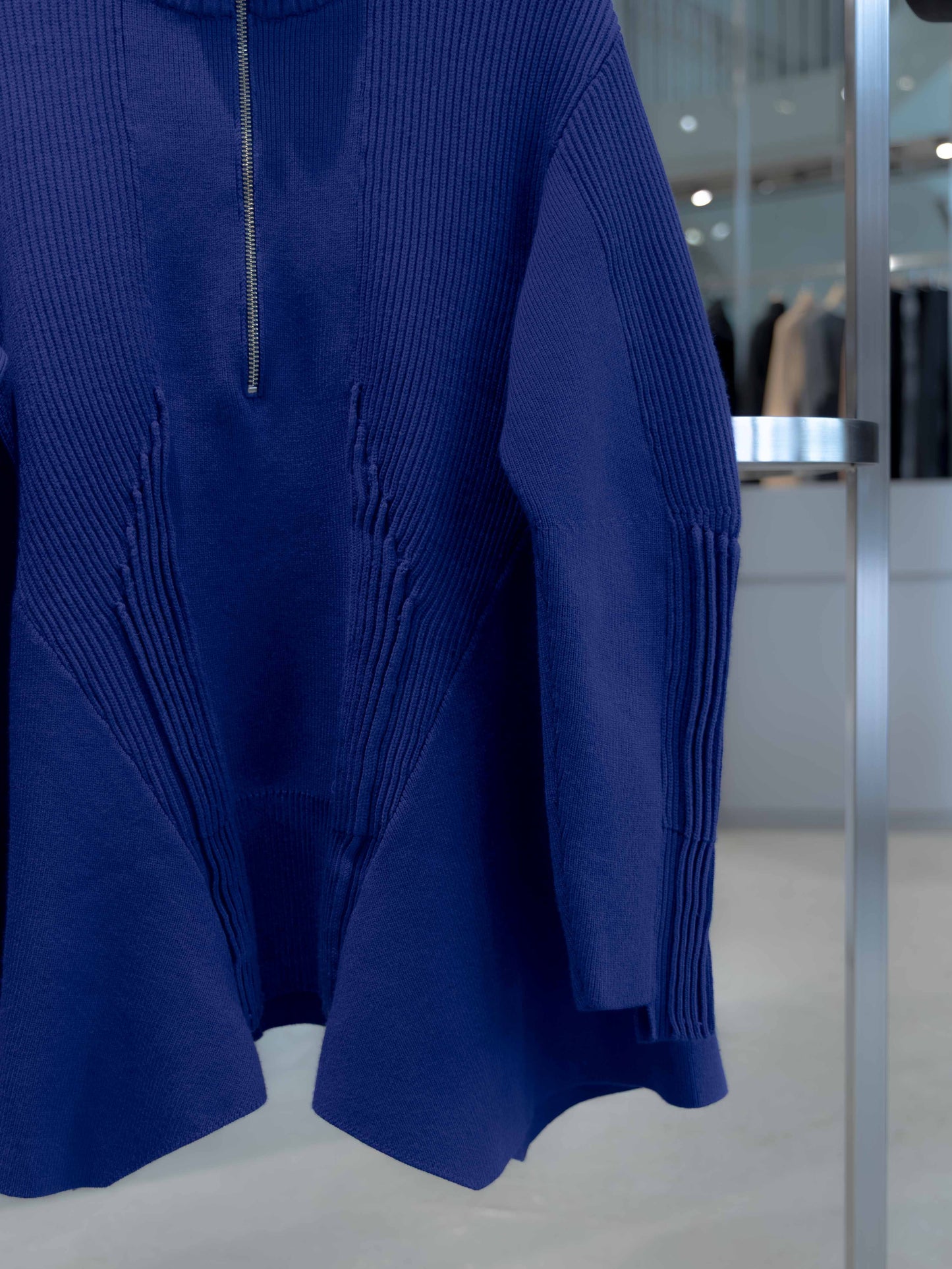 pin tuck half zip top