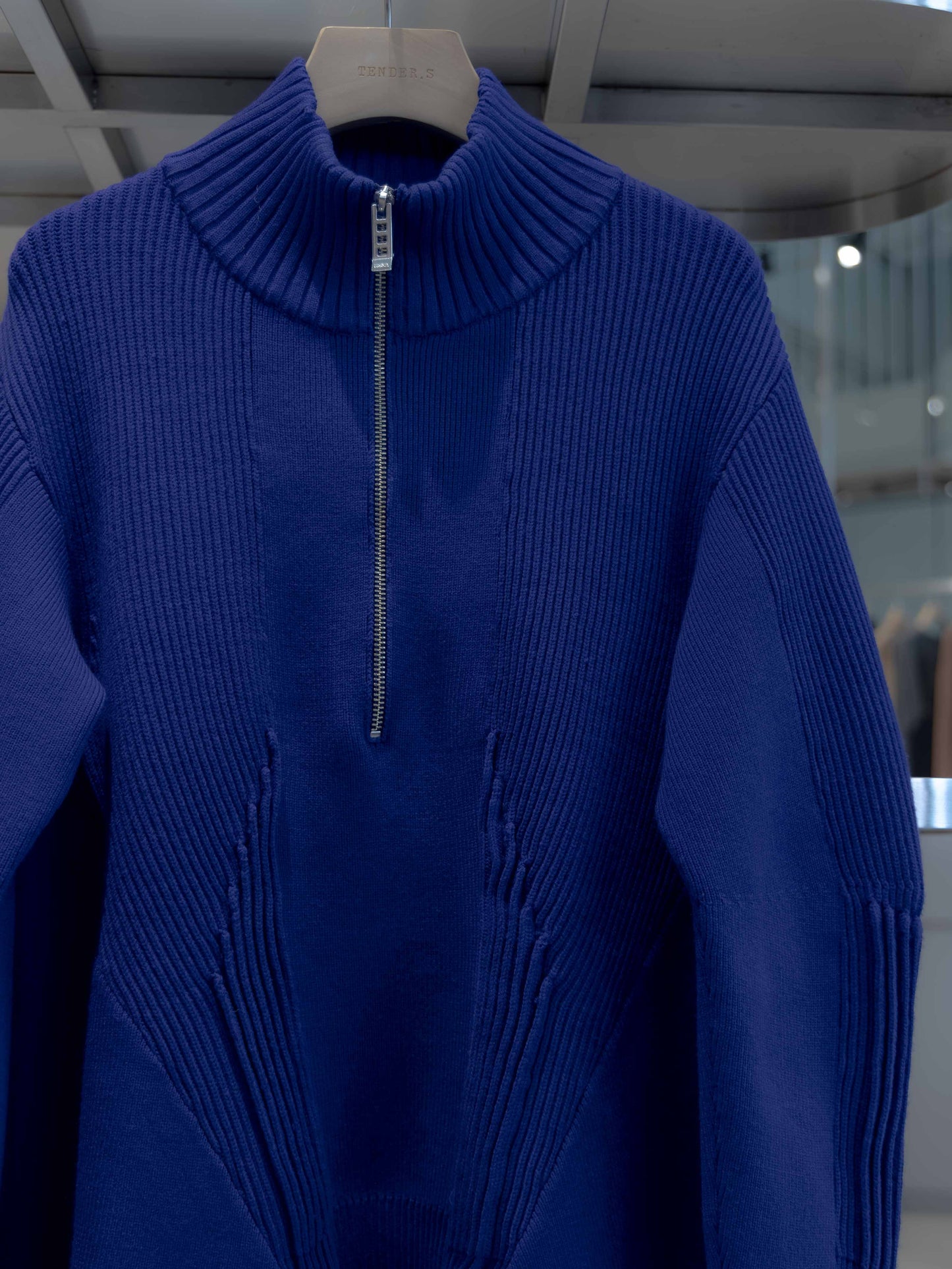 pin tuck half zip top