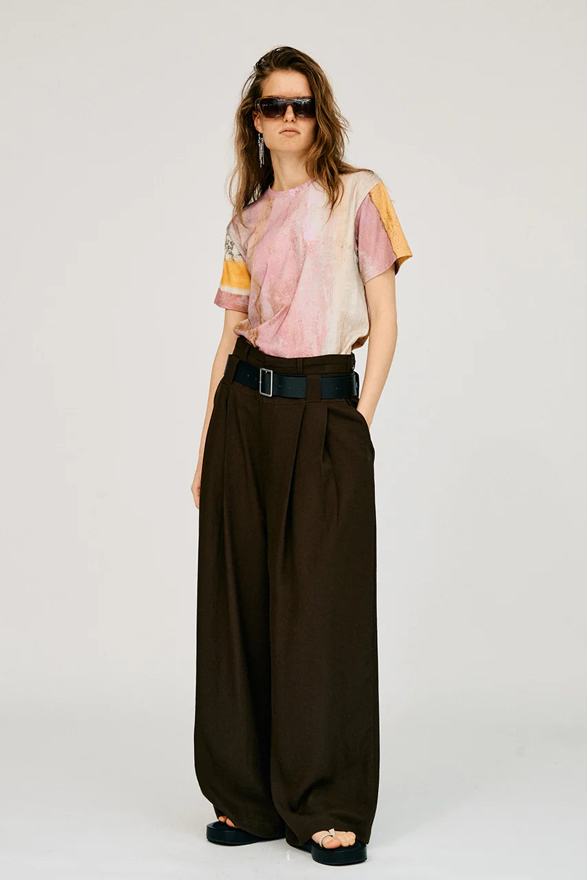 double-belted wide-leg pants