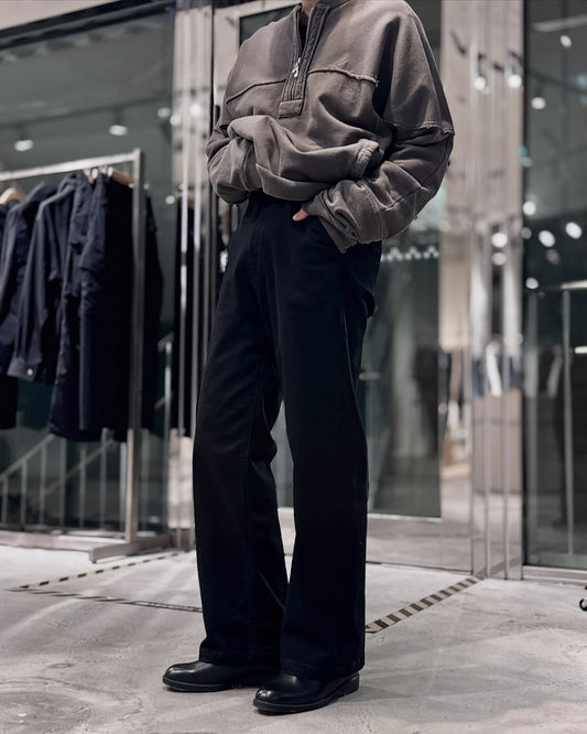 super stretch denim / silicon dyed wide straight pants