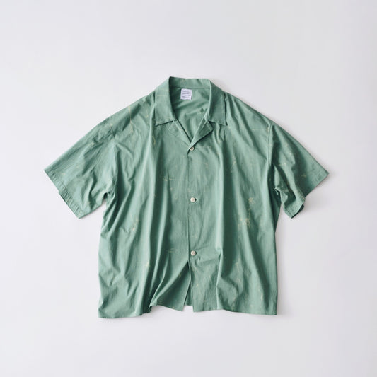 wax resist dye open collar half sleeve shirt