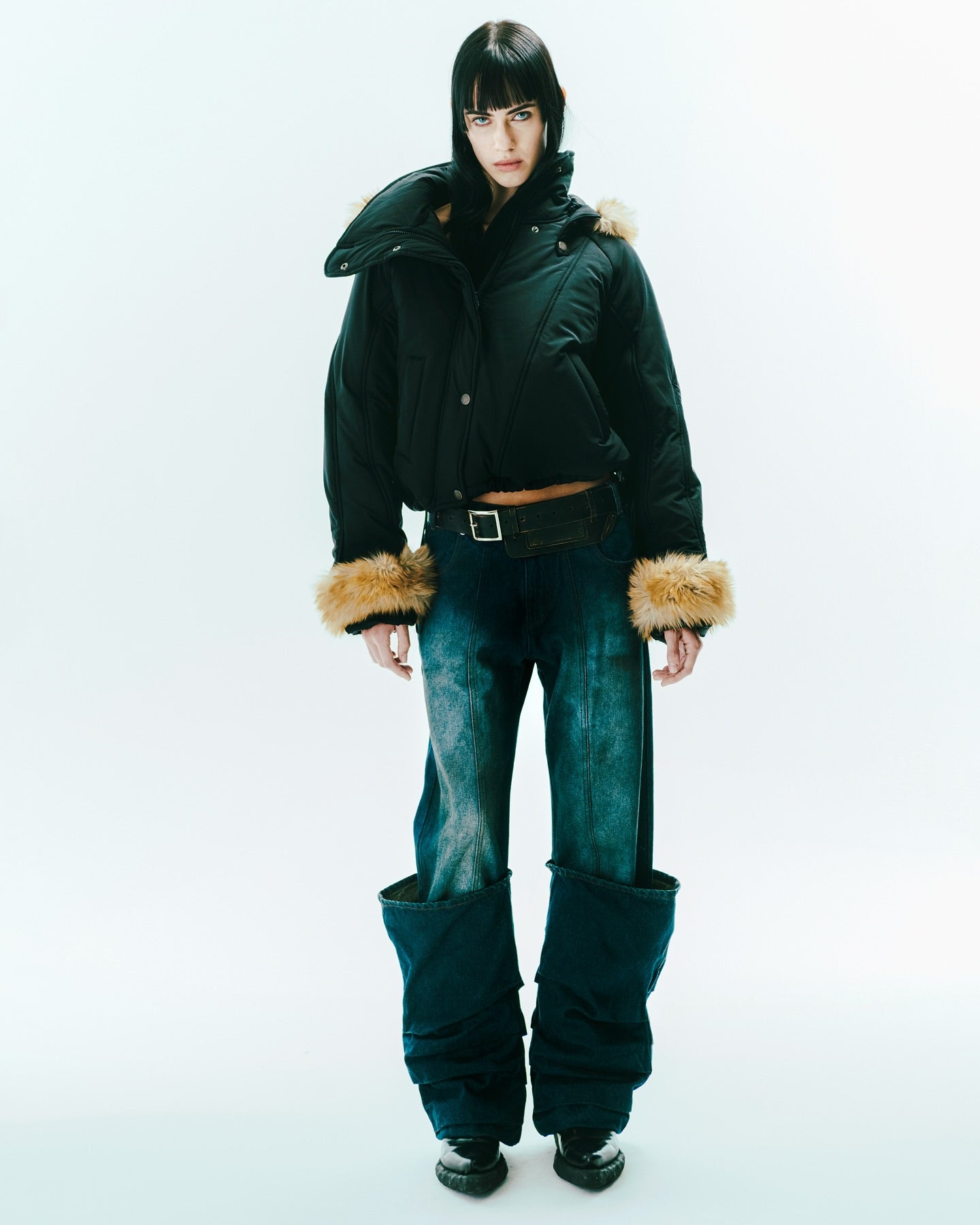 fur hooded padding jacket