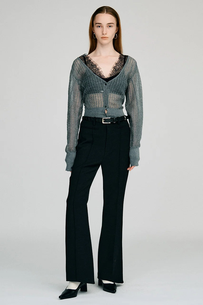 deep neck lace cardigan