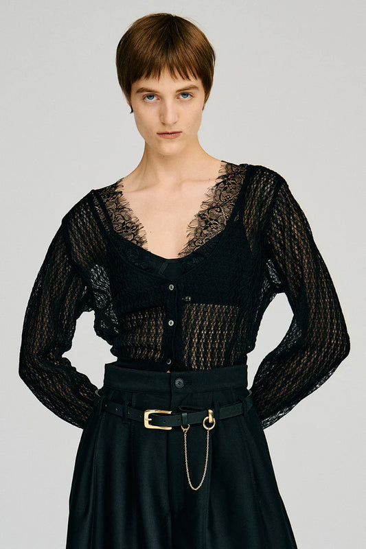 deep neck lace cardigan
