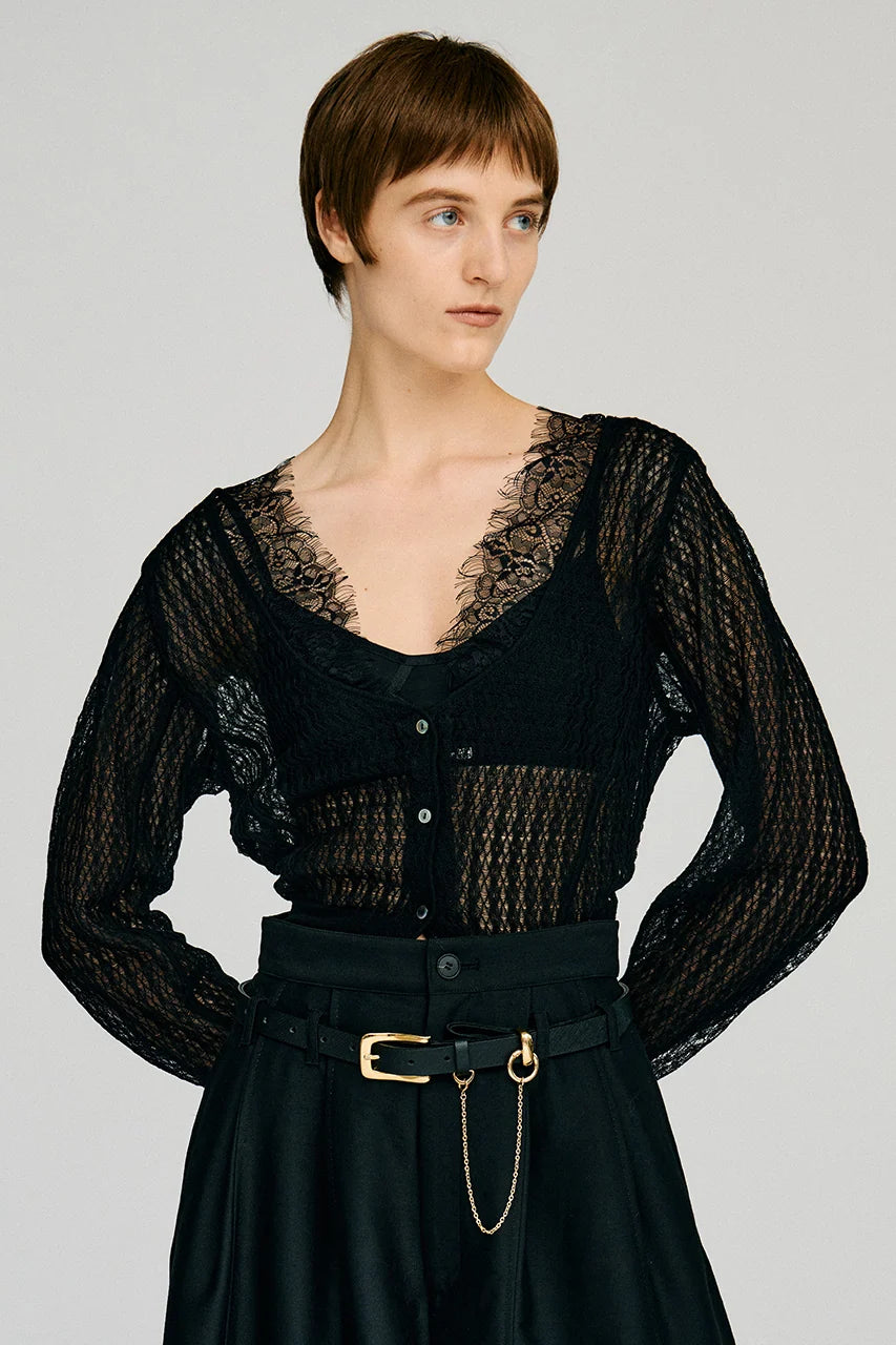 deep neck lace cardigan