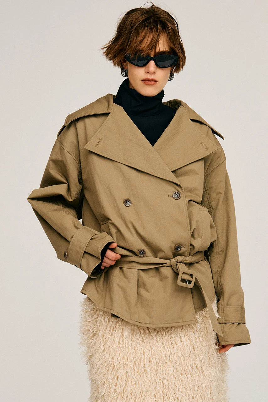 boxy middle trench coat