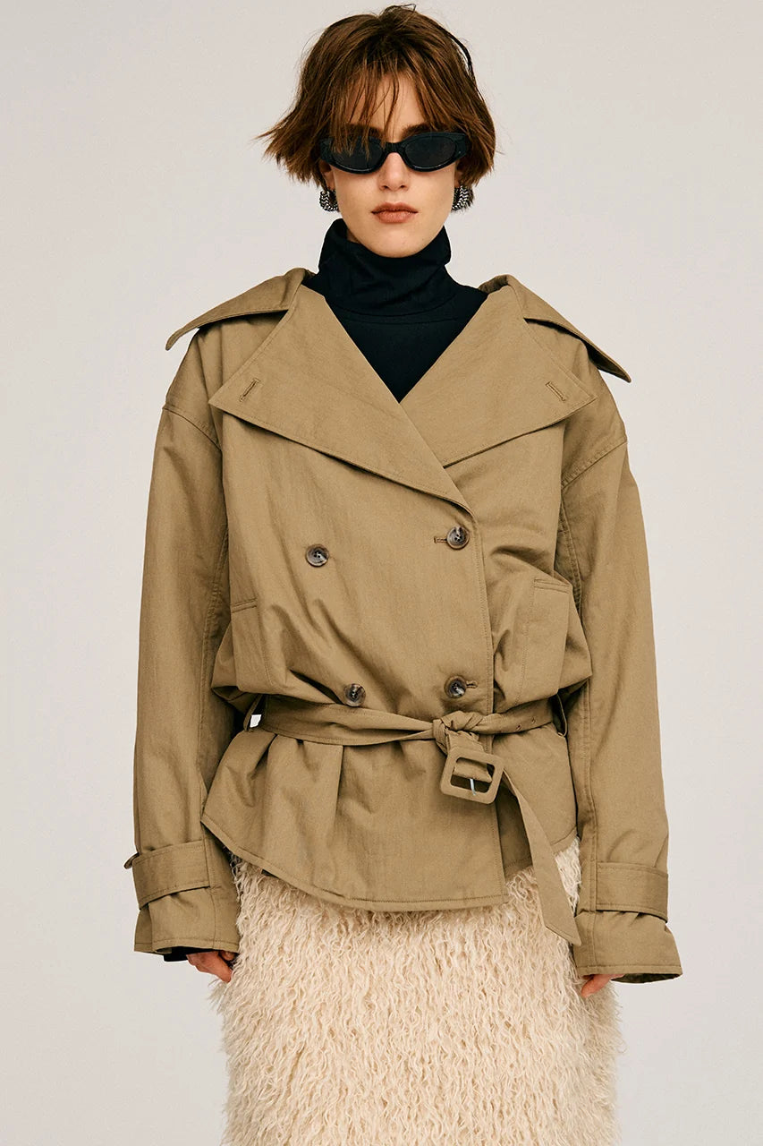 boxy middle trench coat