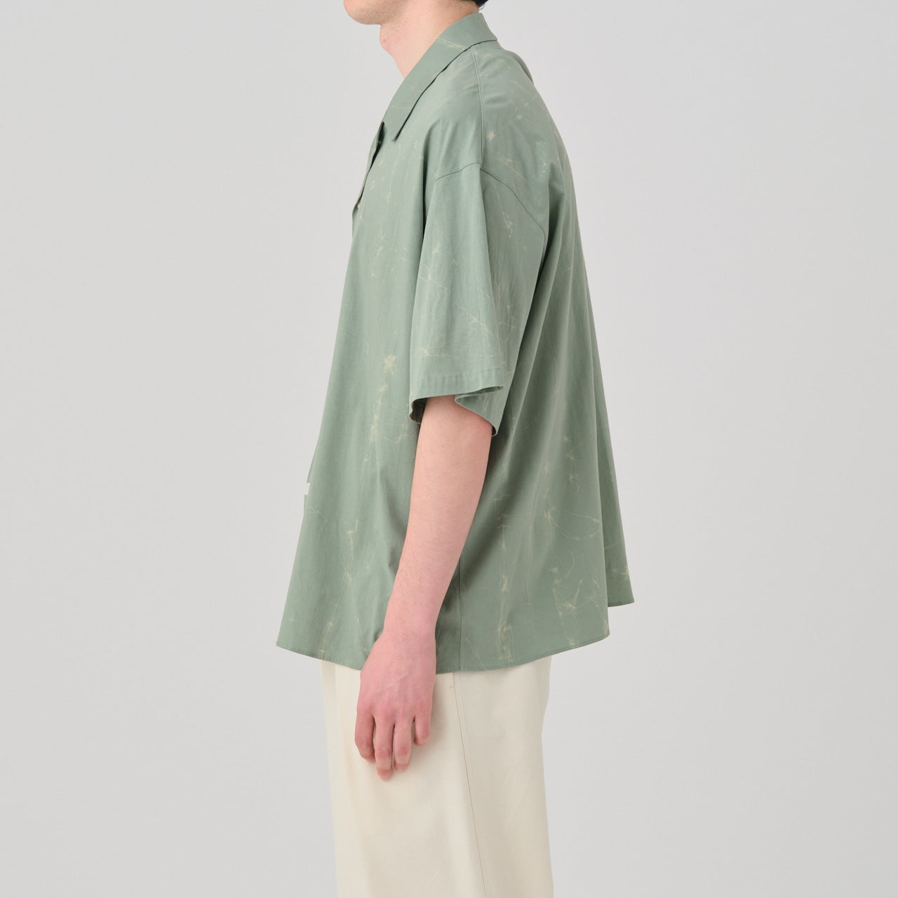 wax resist dye open collar half sleeve shirt