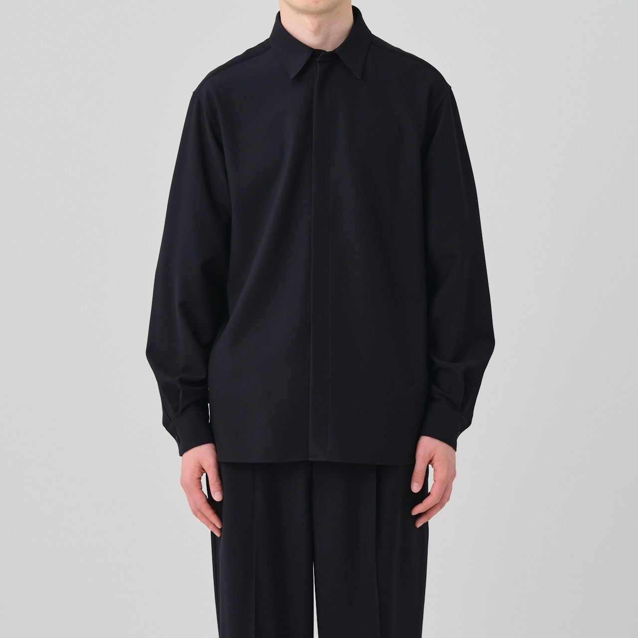 cupro twill balancircular® fly front zip shirt jacket