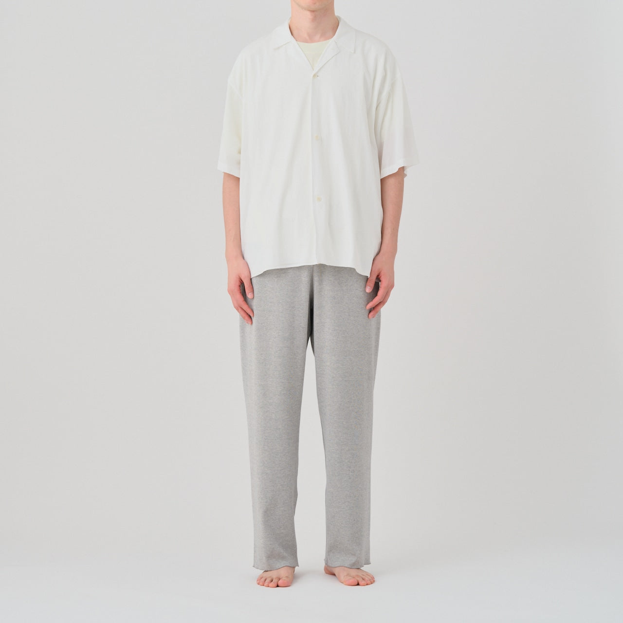 super high gauge natural washer jersey double front half sleeve shirt