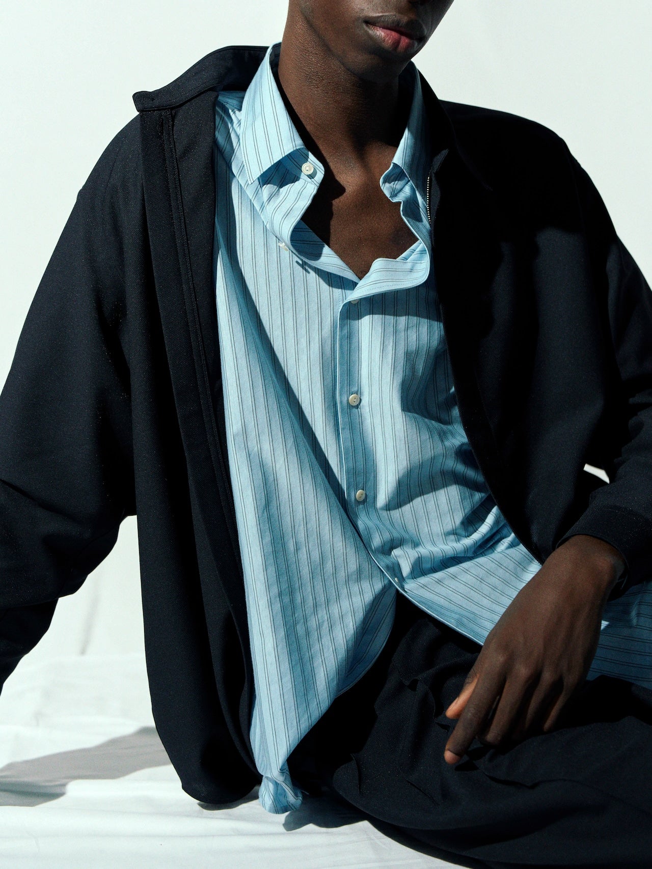 cupro twill balancircular® fly front zip shirt jacket