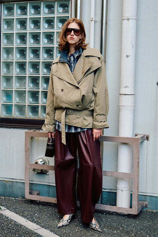 boxy middle trench coat