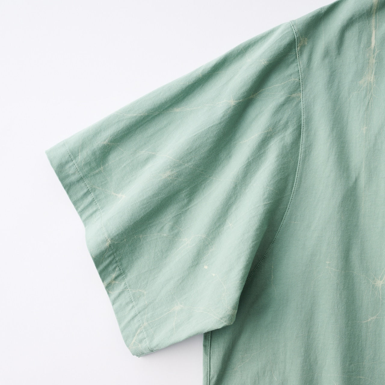 wax resist dye open collar half sleeve shirt