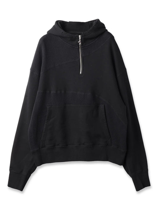 draping half zip sweat hoodie