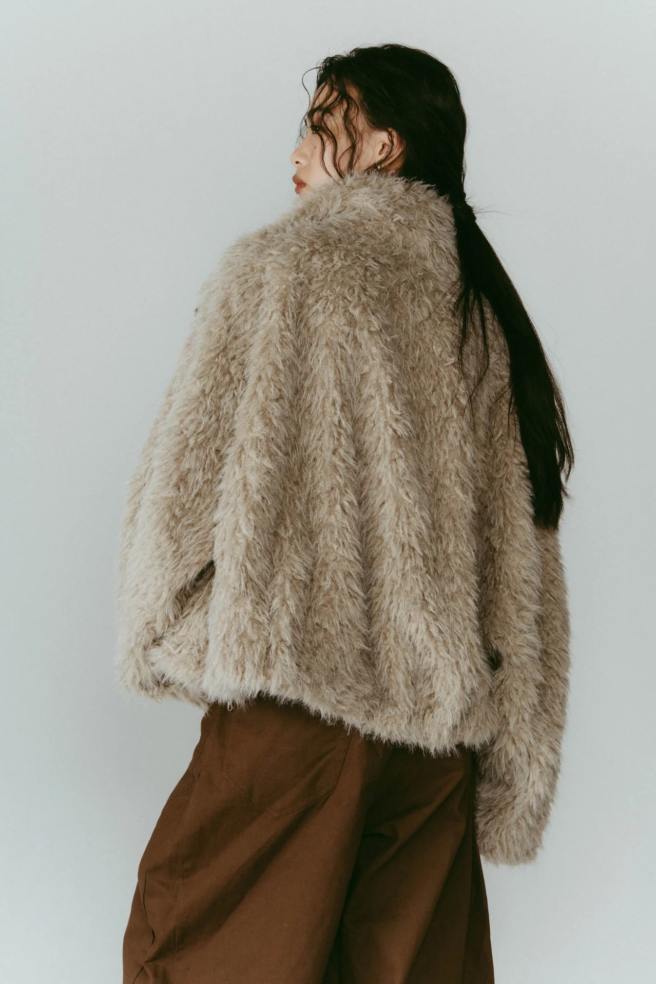 shaggy stand collar coat