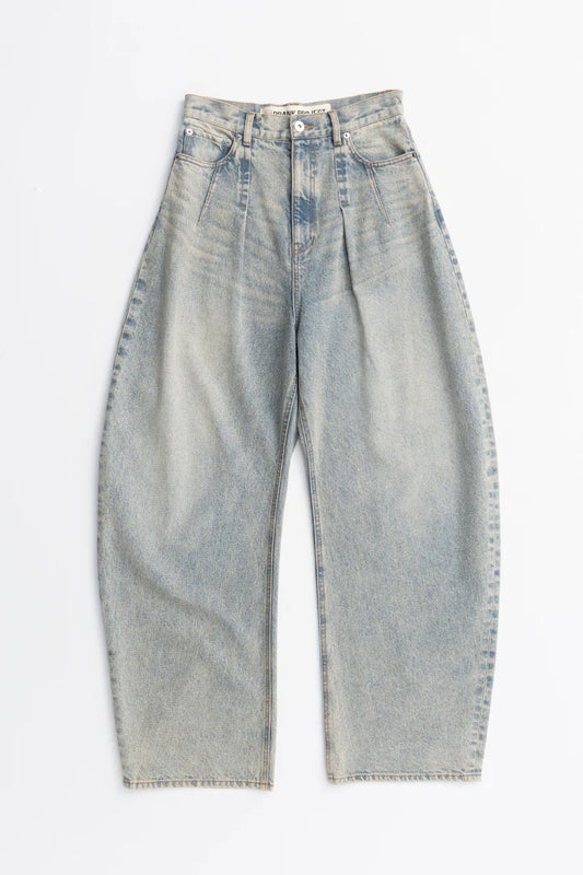 high-waisted curved denim