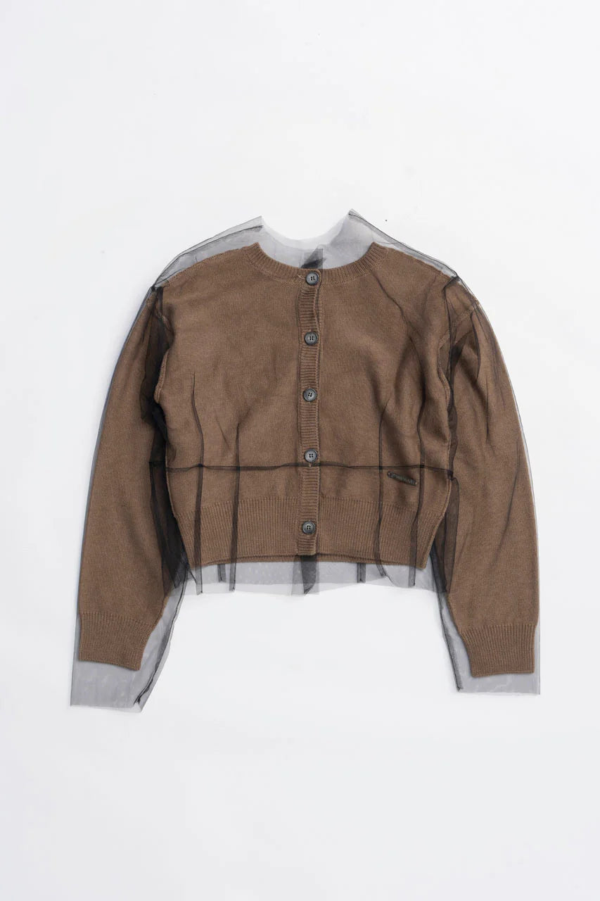 reversible tulle knit cardigan