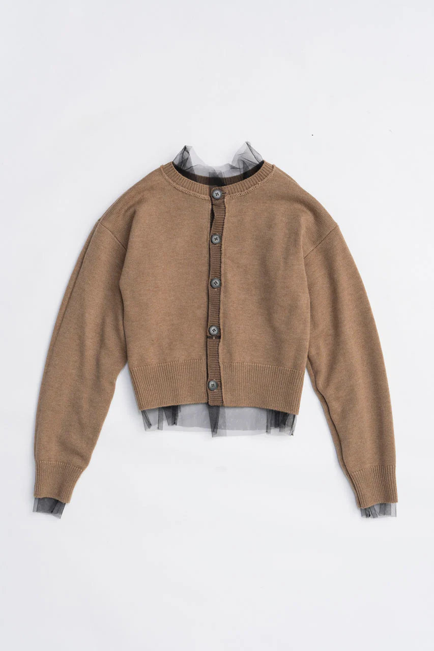 reversible tulle knit cardigan