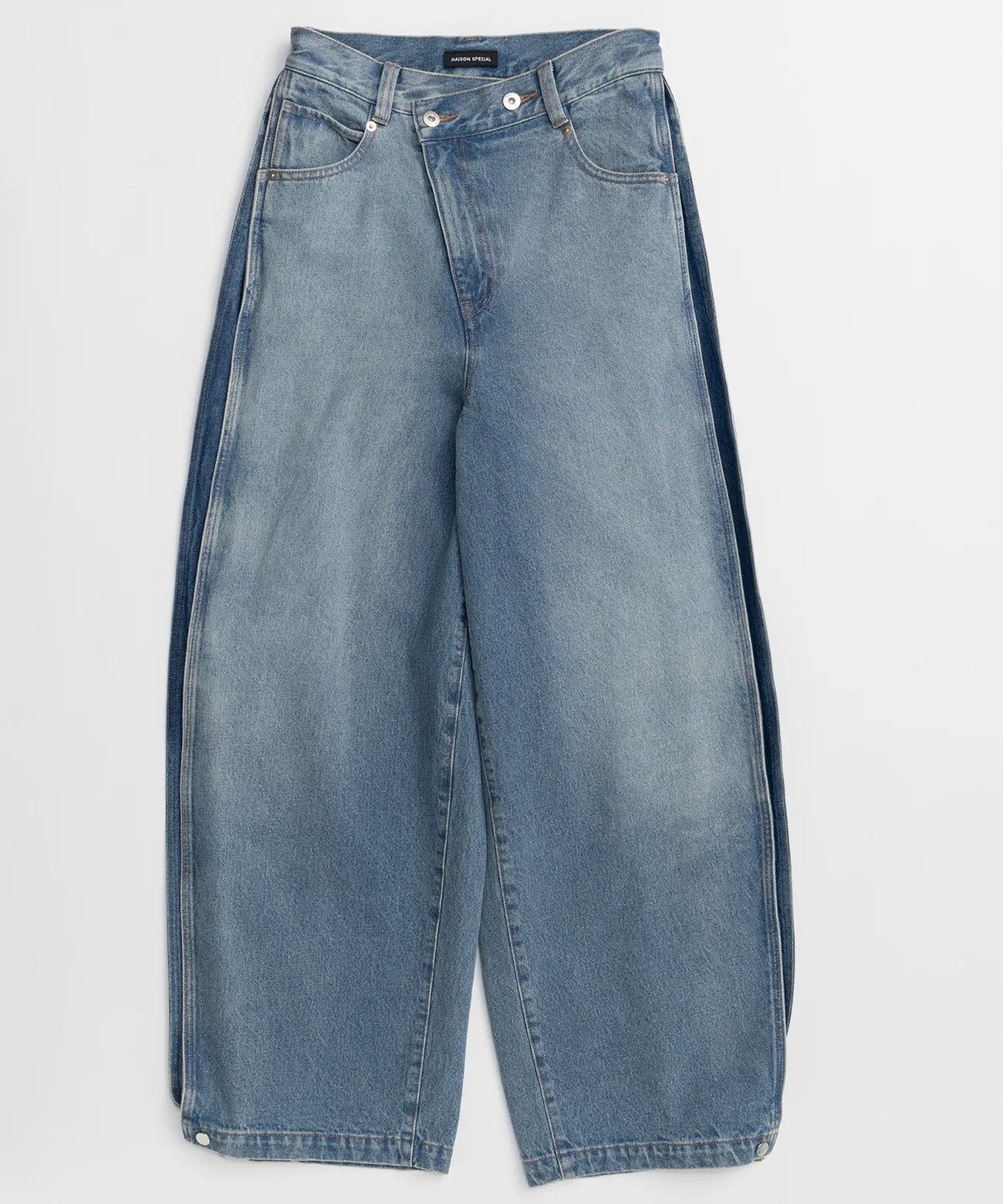 side-tuck cocoon denim pants