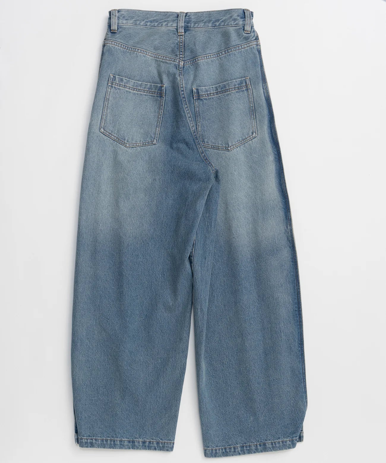 side-tuck cocoon denim pants