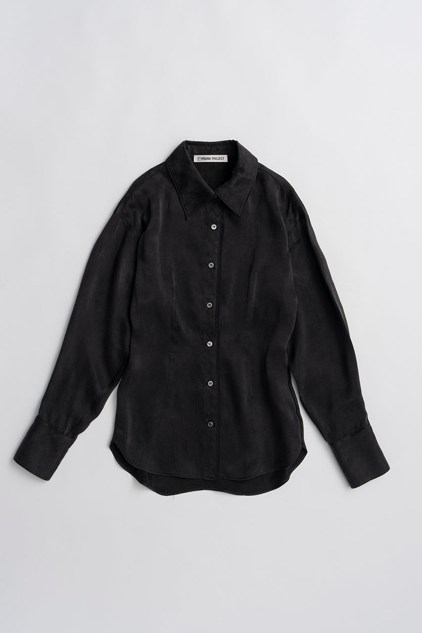 satin cinched waist shirt