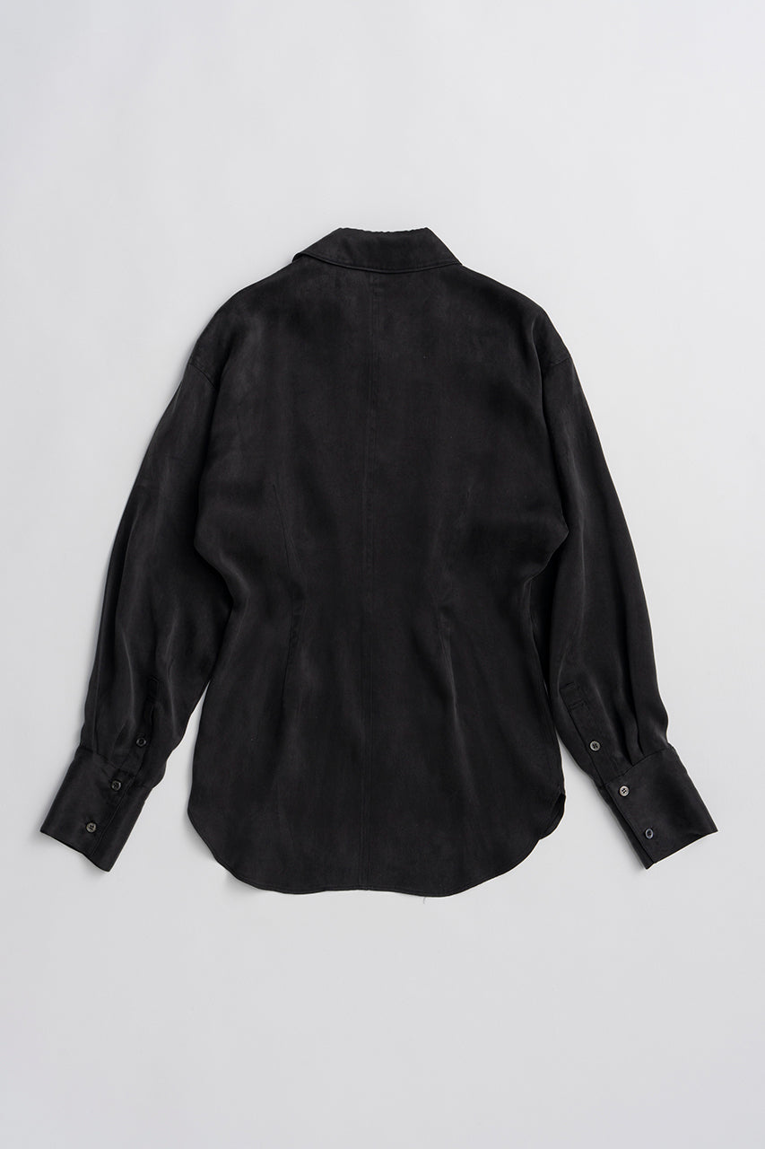 satin cinched waist shirt