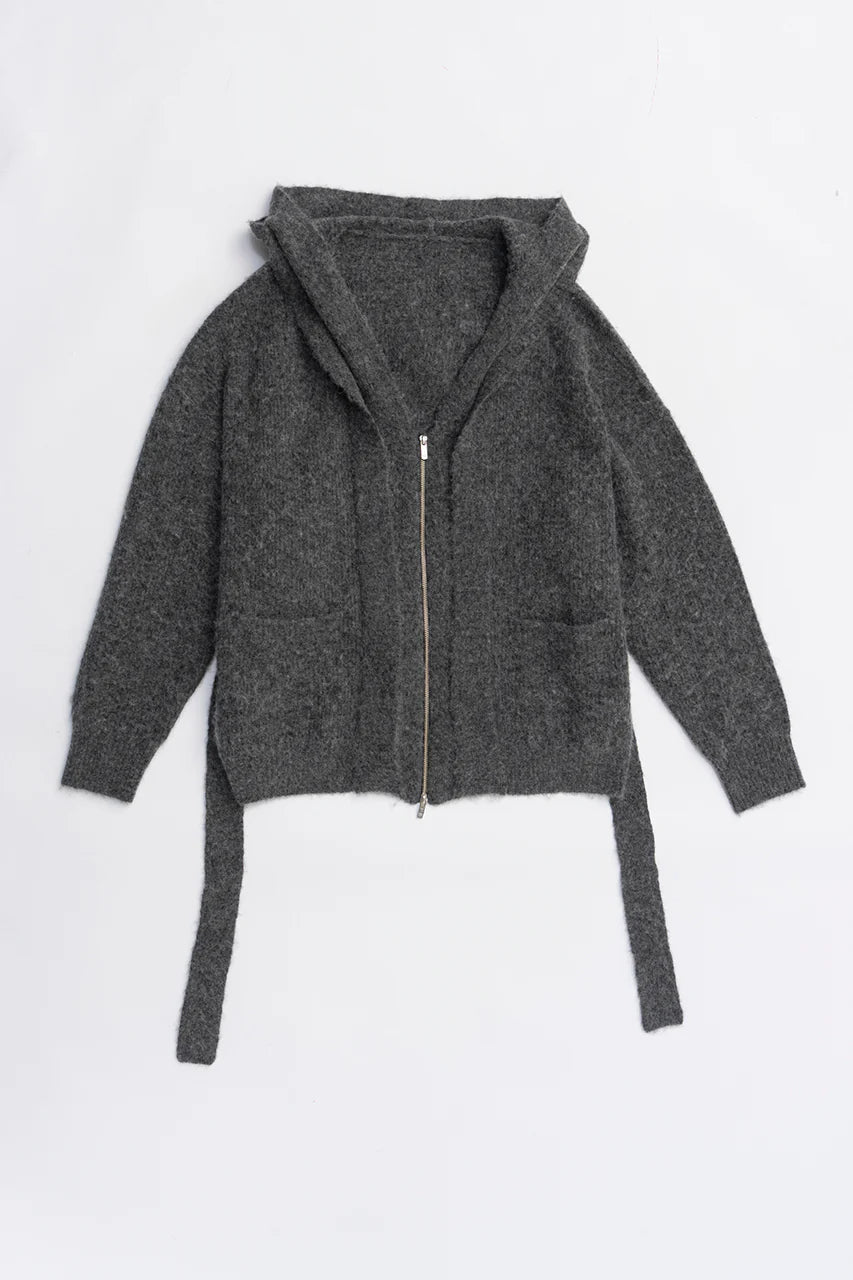 hooded zip cardigan