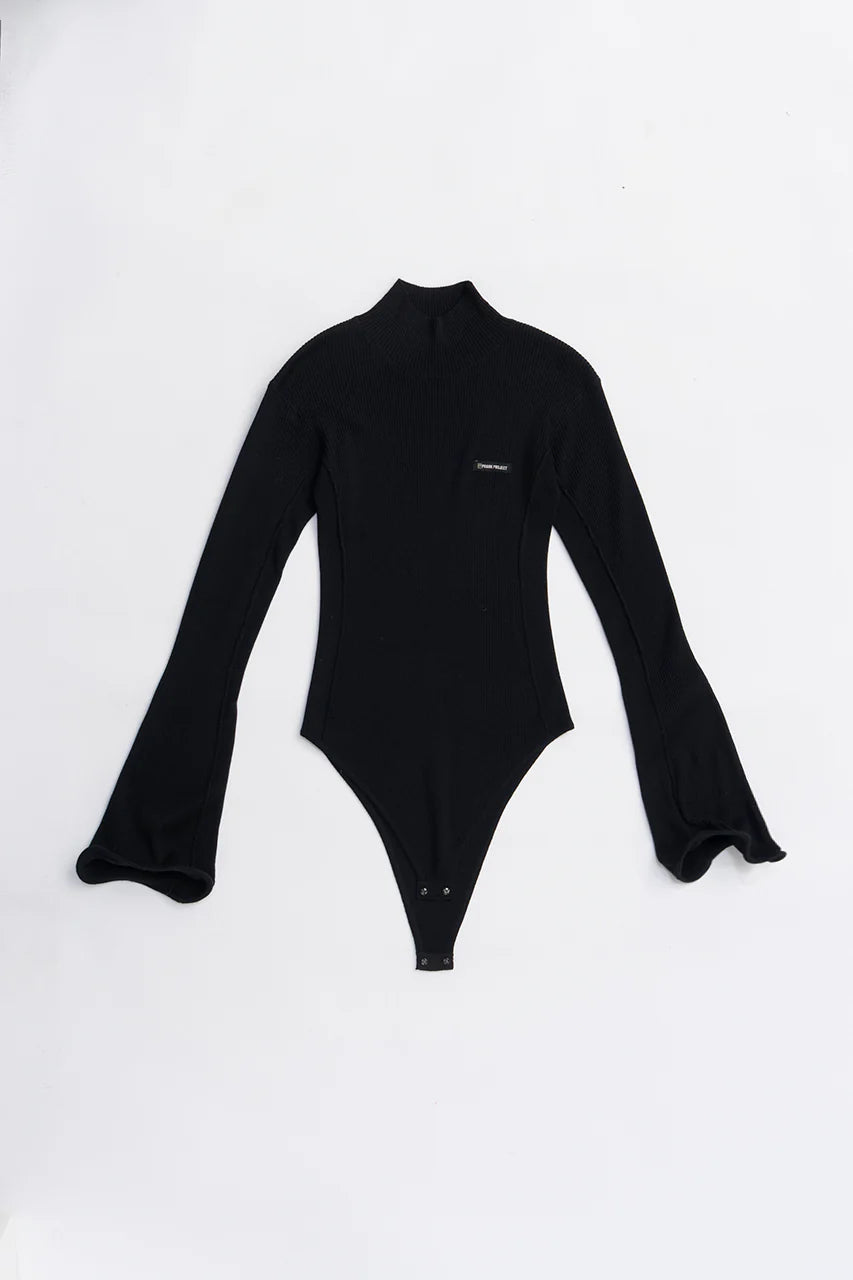 wave hem sleeve rib knit