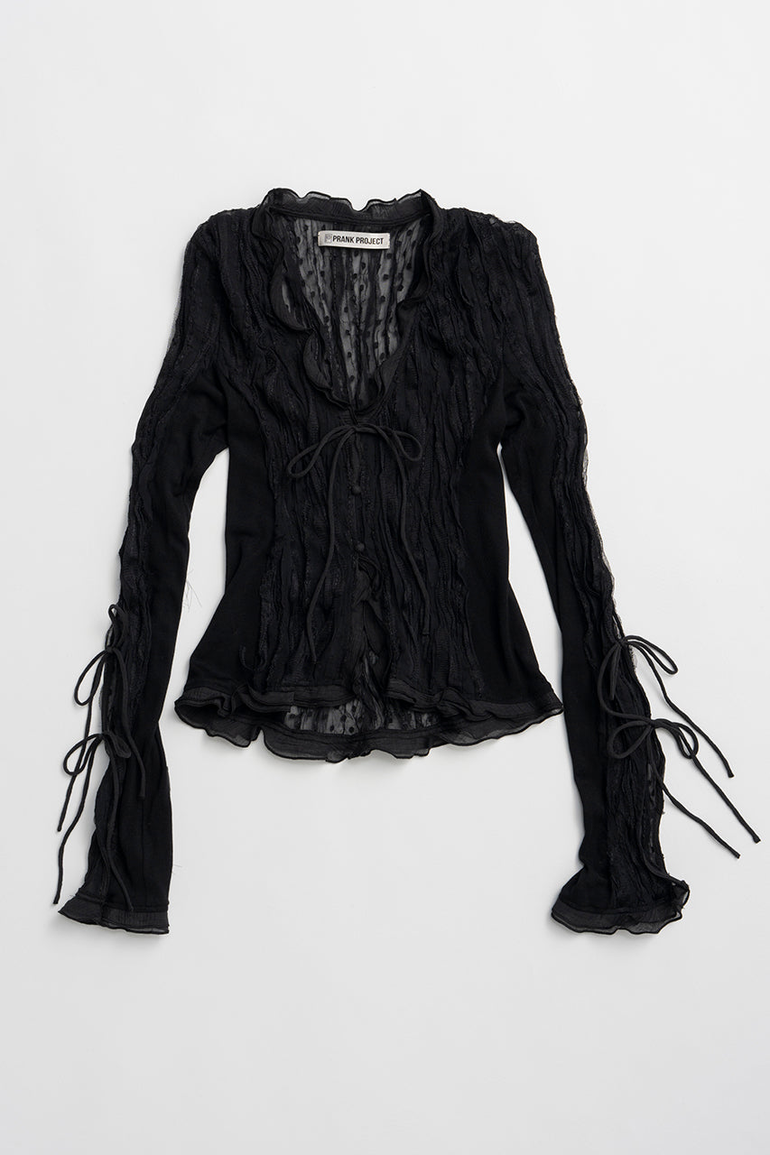 sheer dot slim shirt