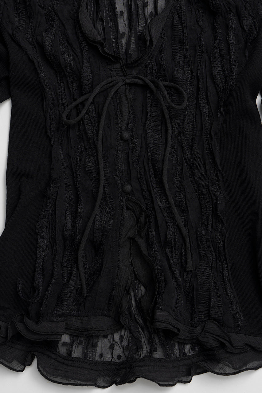 sheer dot slim shirt
