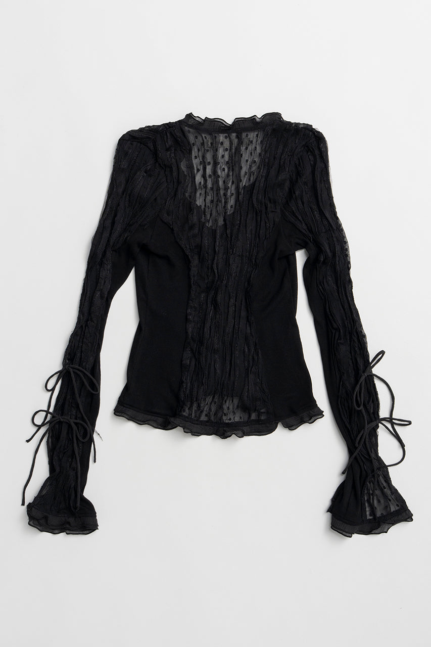 sheer dot slim shirt