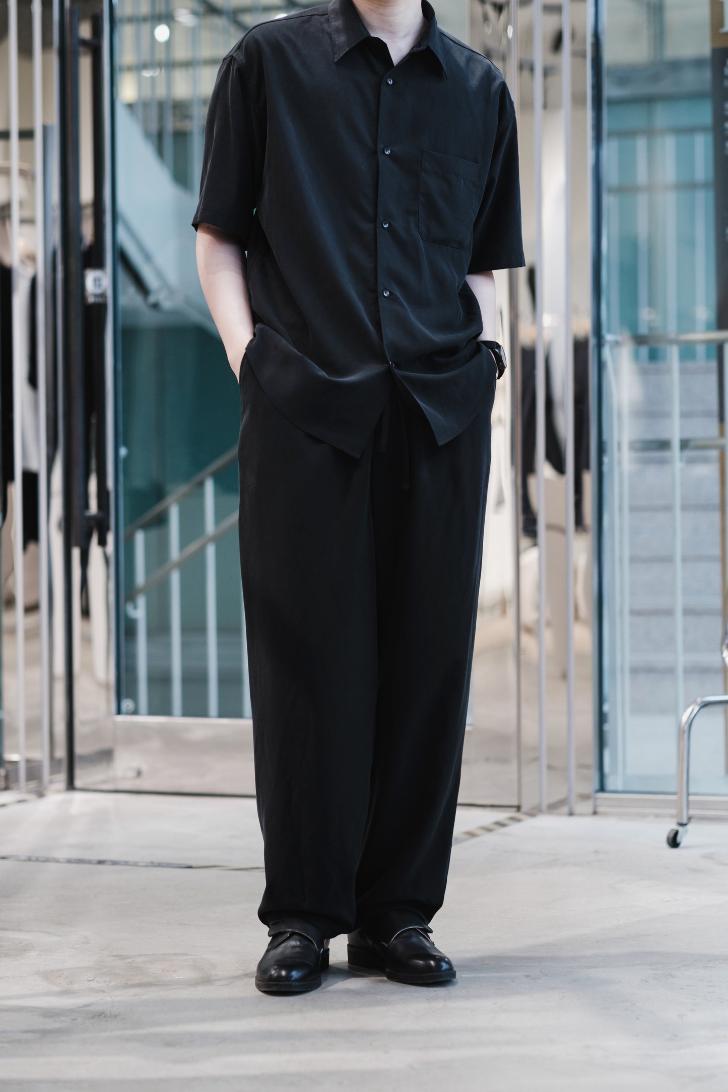t/r powder cloth / short/s regular collar shirt
