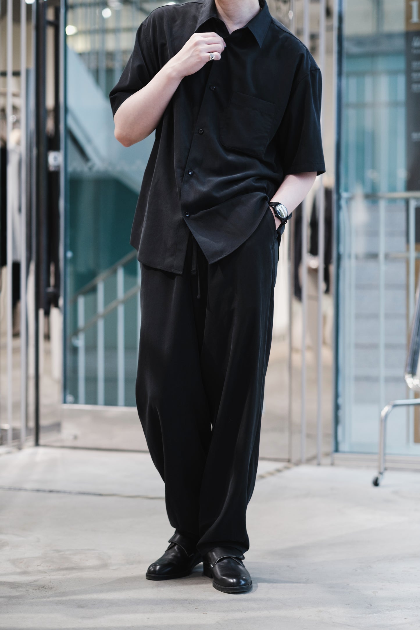 t/r powder cloth / short/s regular collar shirt