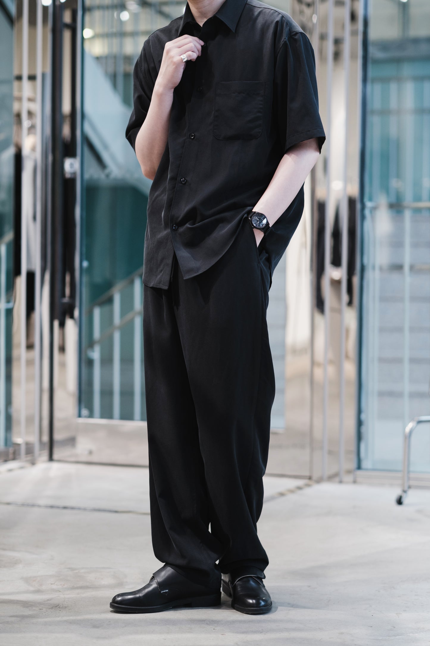 t/r powder cloth / short/s regular collar shirt