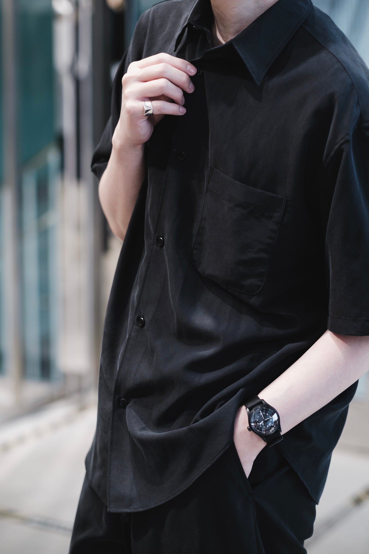 t/r powder cloth / short/s regular collar shirt