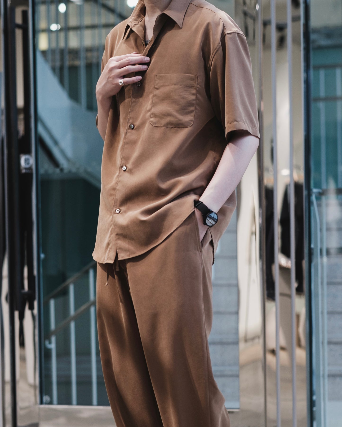 t/r powder cloth / short/s regular collar shirt