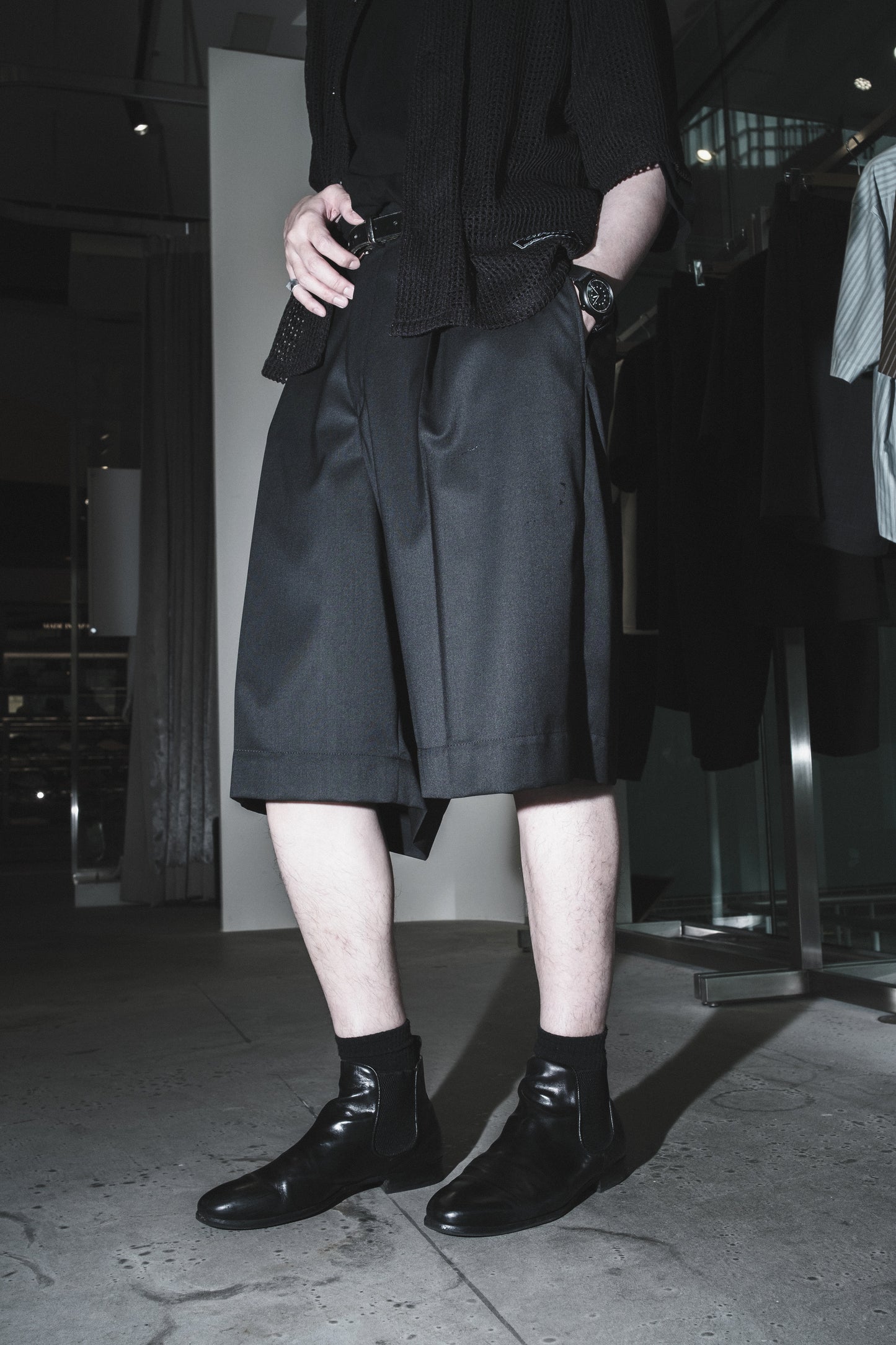 nishikawa keori wool mix prime-wide shorts