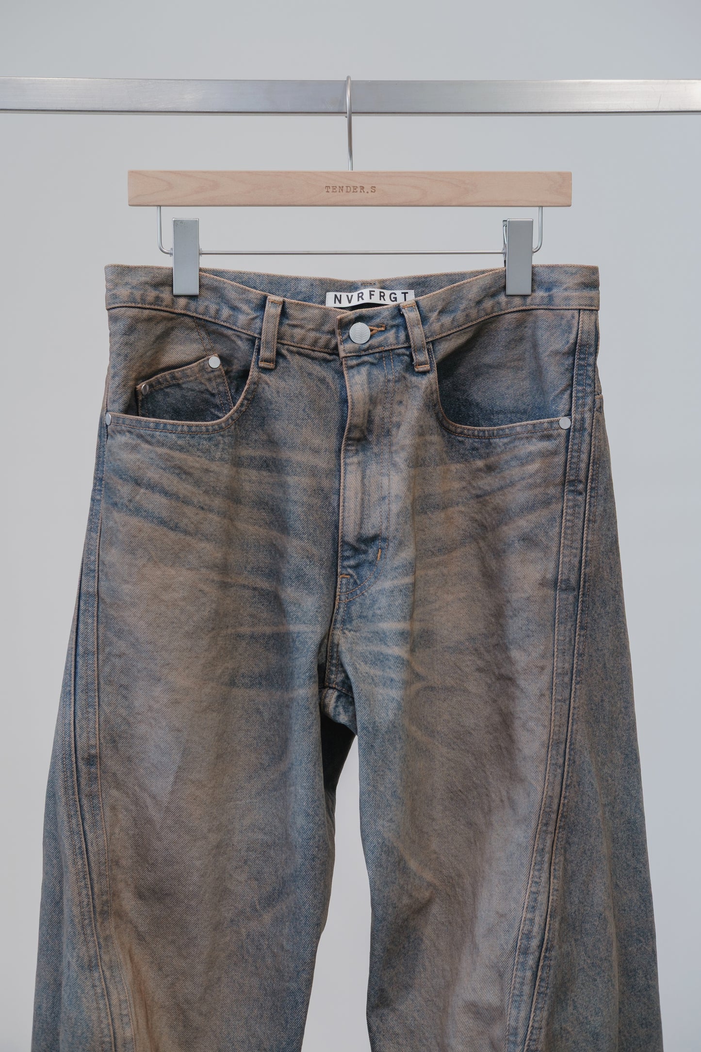 3d curved voluminous leg jeans - mud faded indigo