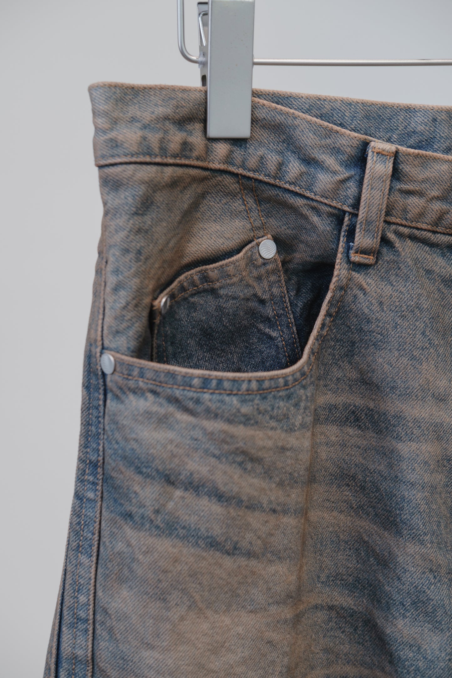 3d curved voluminous leg jeans - mud faded indigo