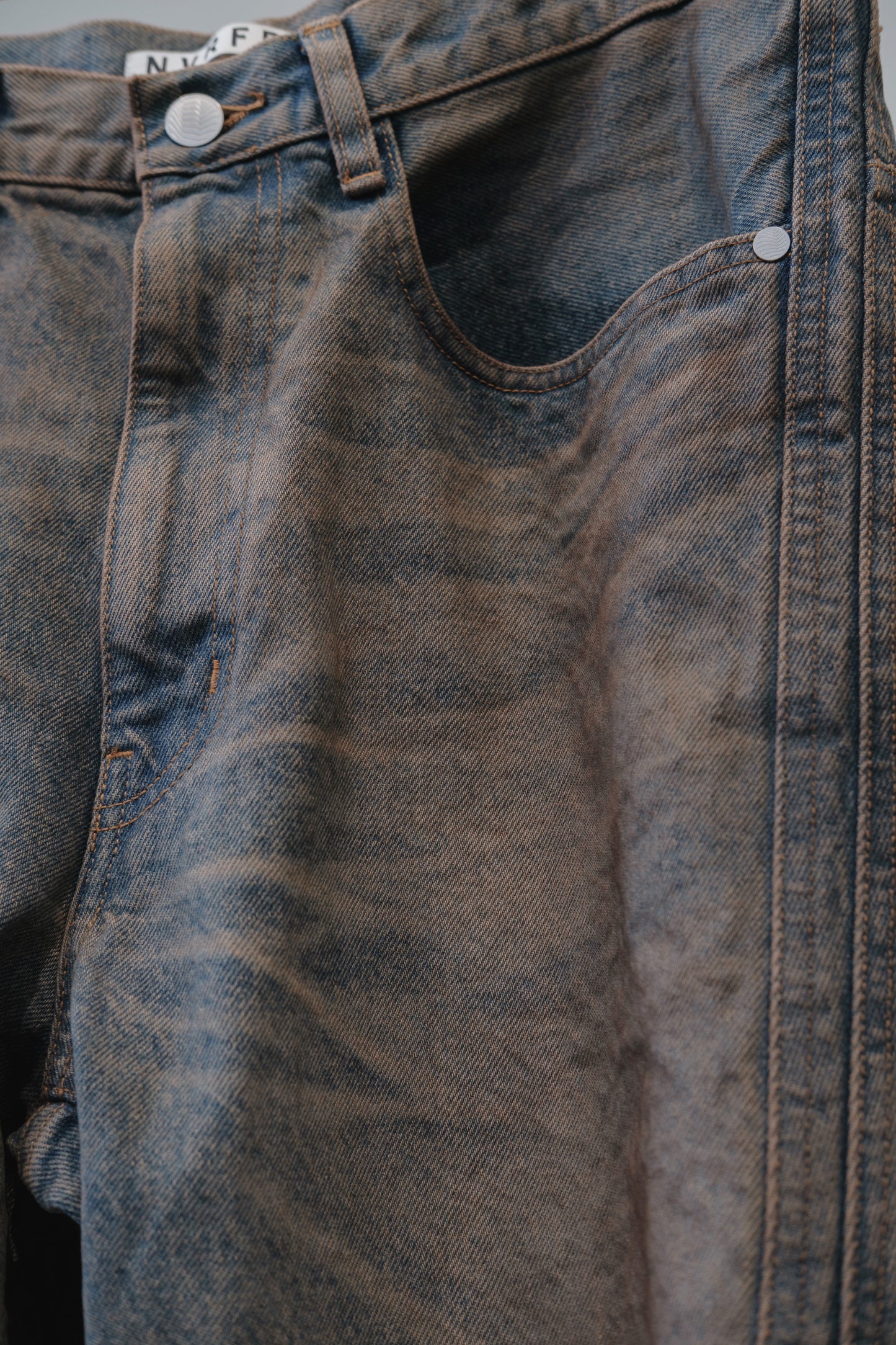 3d curved voluminous leg jeans - mud faded indigo