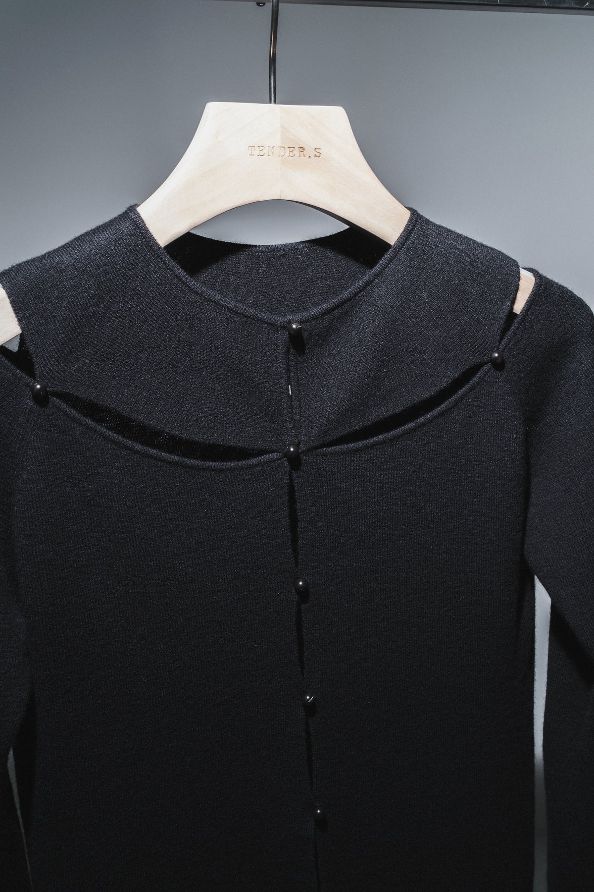 rib yoke cardigan