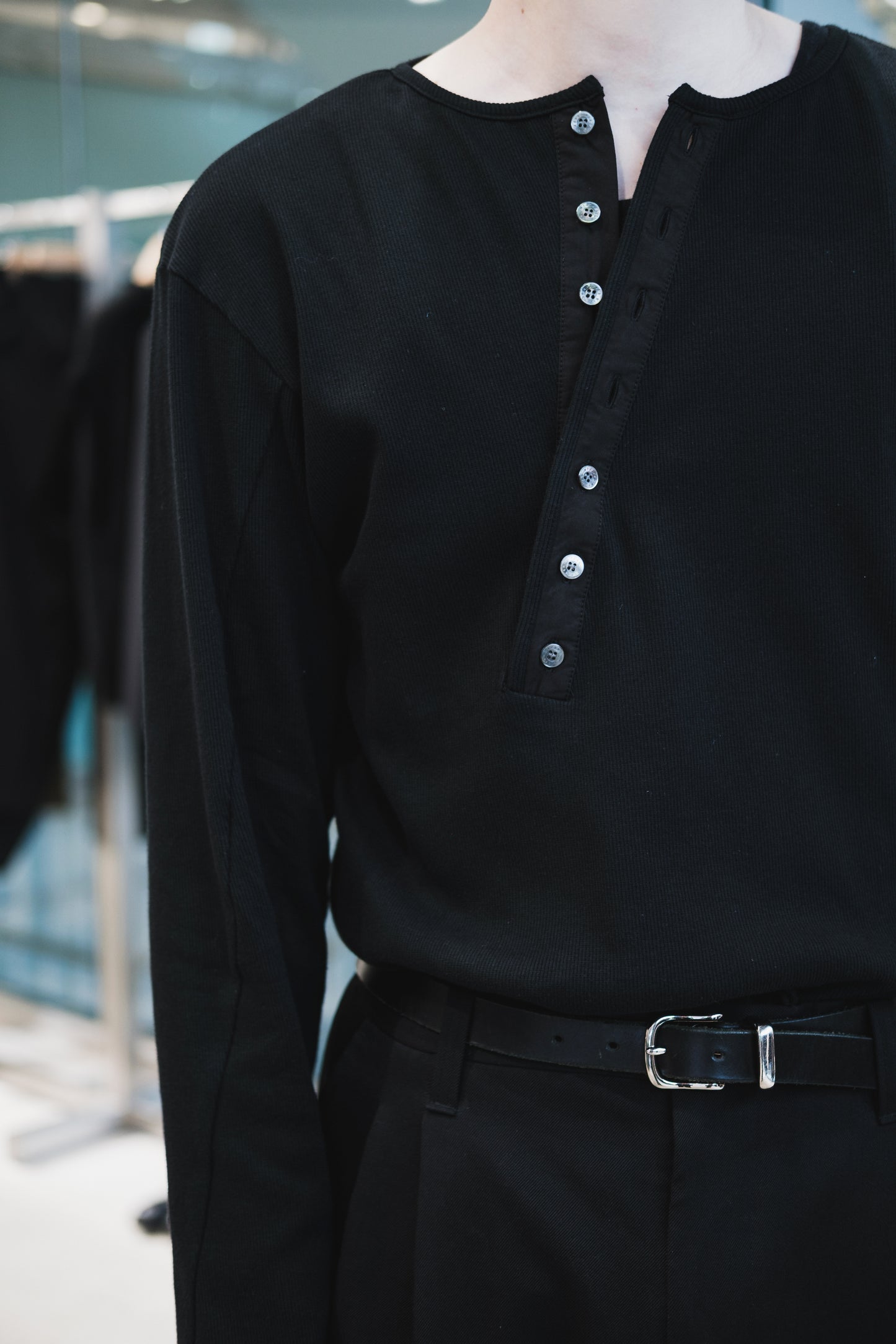 twisted rib henley neck