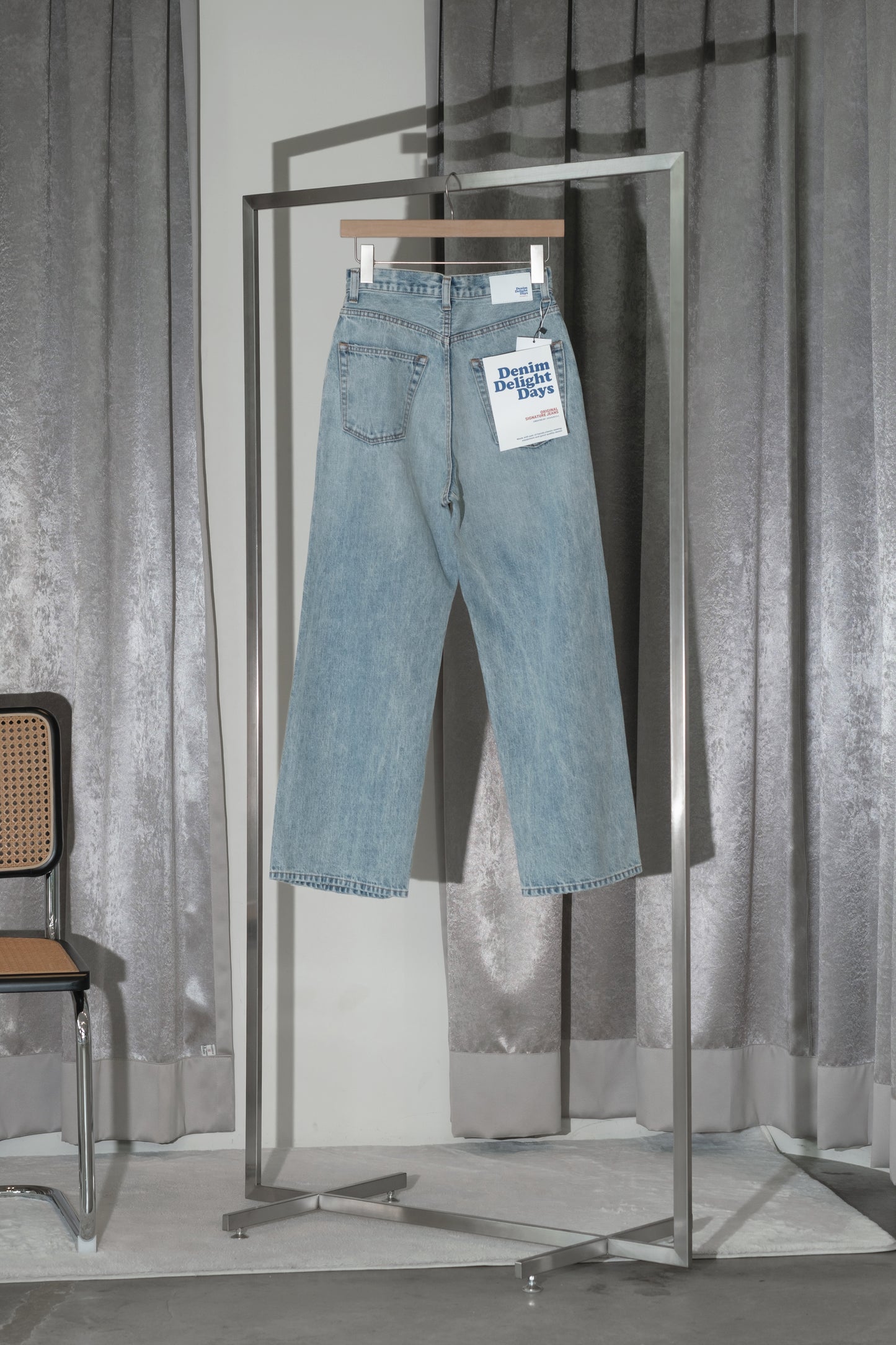 selvage denim wide jeans/faded
