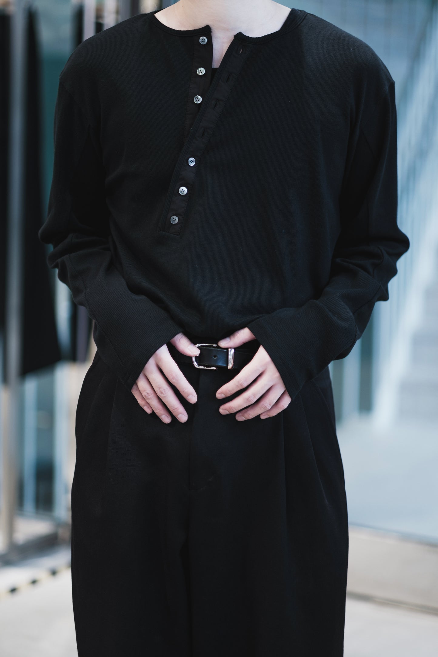 twisted rib henley neck