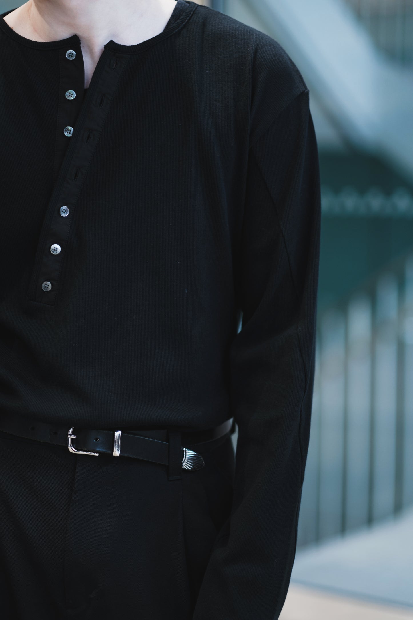 twisted rib henley neck