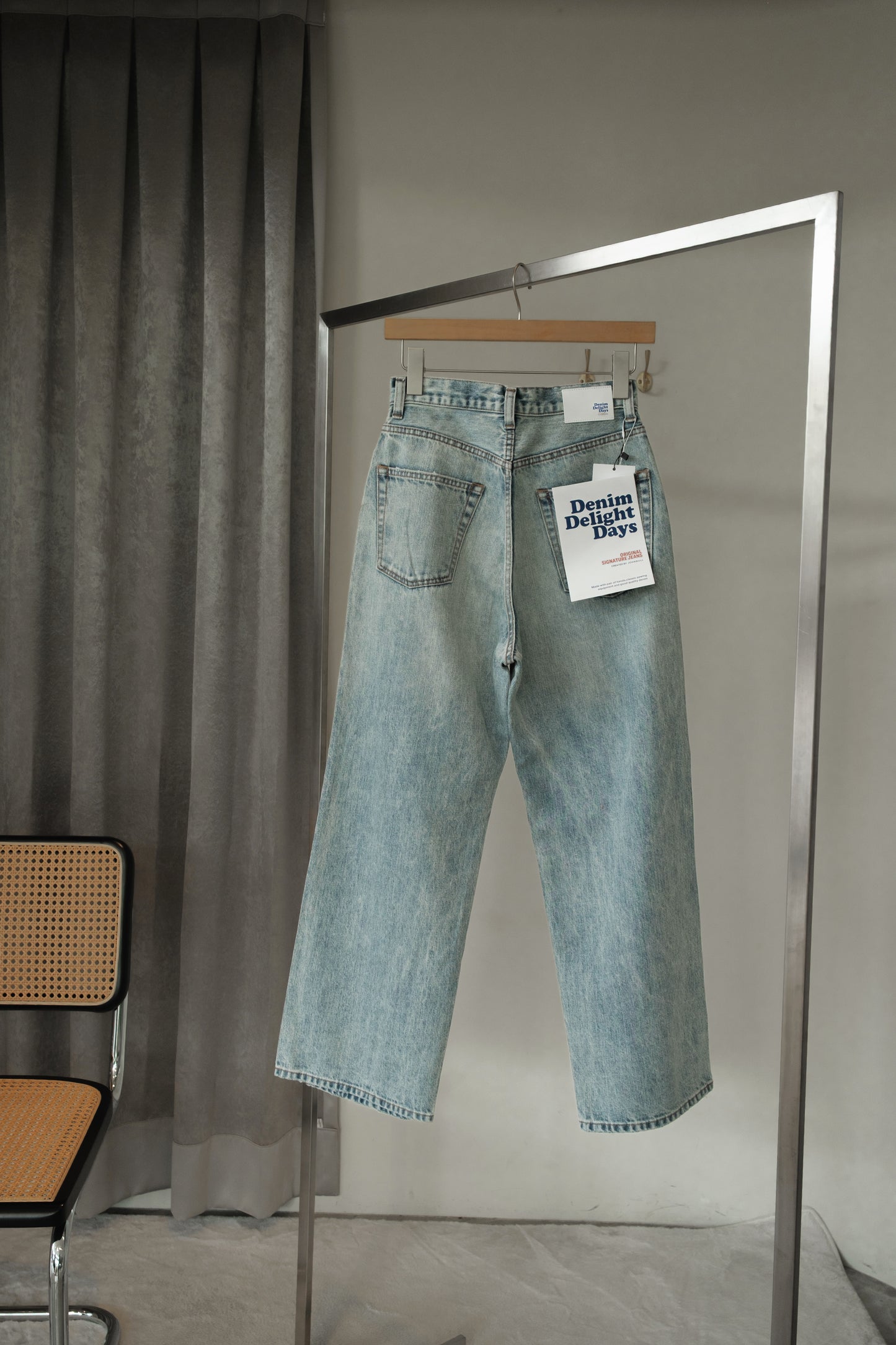 selvage denim wide jeans/faded