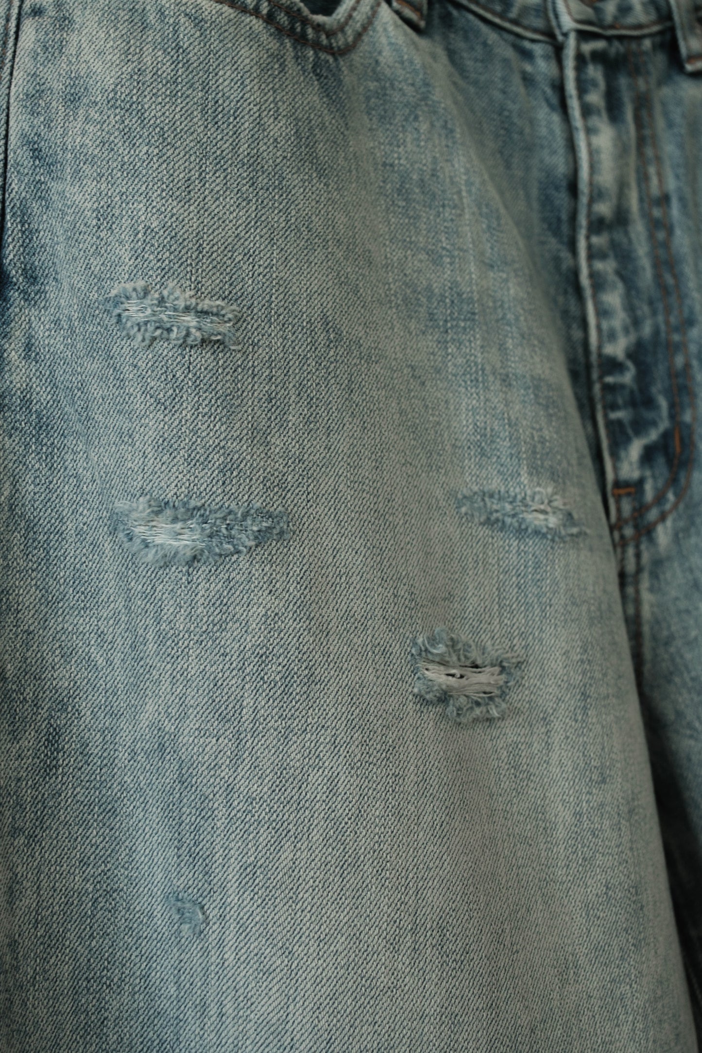 selvage denim wide jeans/faded